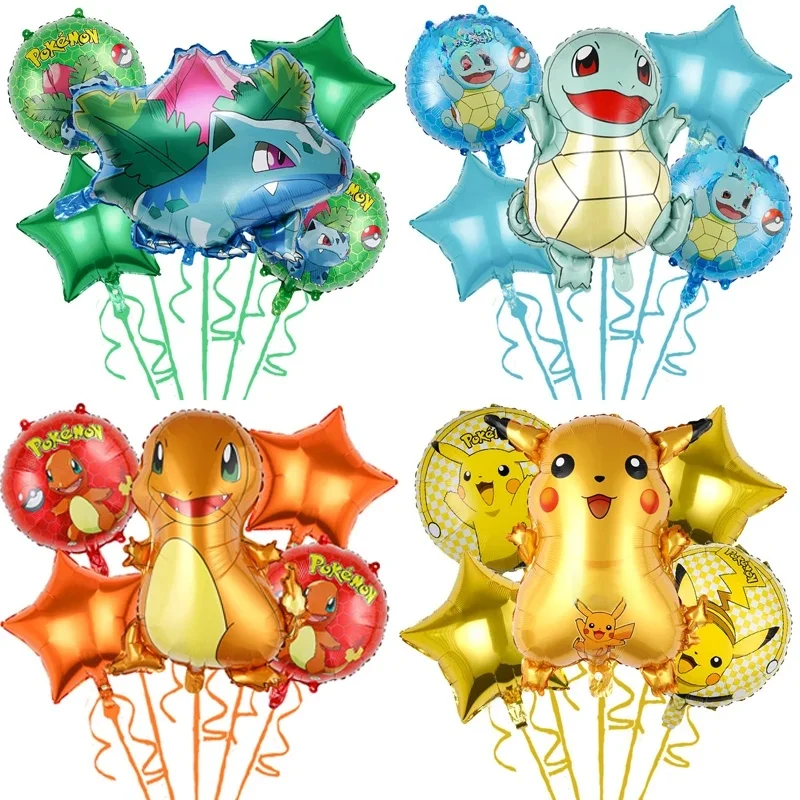 Ensemble de ballons série Pokemon, Pikachu Charmander, jouet d'anniversaire pour enfants, décoration, Film d'aluminium, fournitures de fête