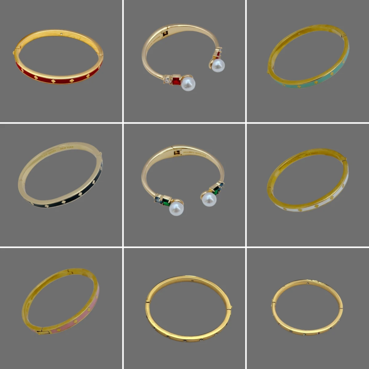 

Kate Jewelry 18K Gold Filled Enamel Nature Pearl Bangles Bracelets For Women Fine Jewelry