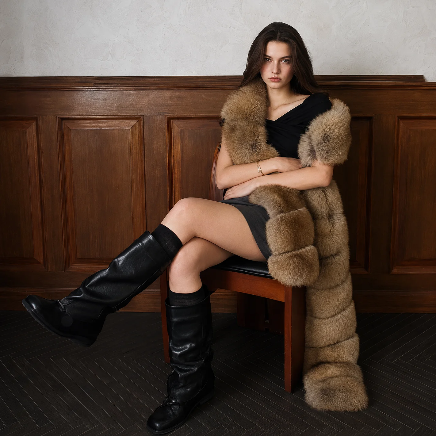 2026 Women's Faux Fur Wrap Collar, Warm Plush Cross Front Stole, Winter Luxury Fluffy Neck Warmer, Elegant Shawl for Coat Jacket