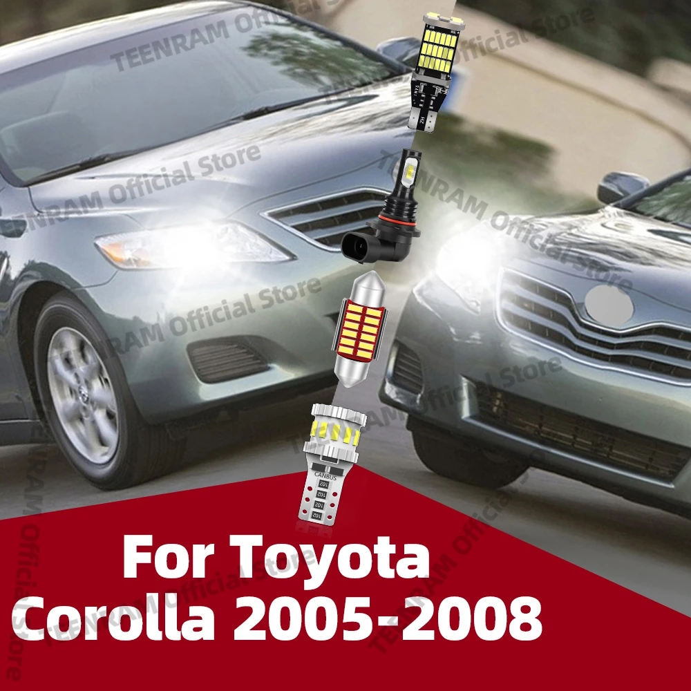 

Для Toyota Corolla 2005-2008 - светодиодные лампы 6000K, противотуманные фары, резервные задние лампы, номерной знак, карта, багажник, фонари