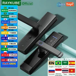 RAYKUBE L1 Black Smart Door Lock Tuya WiFi/ Tuya ZigBee / TT Lock APP Fingerprint Digital Intelligent Electric Door Lock