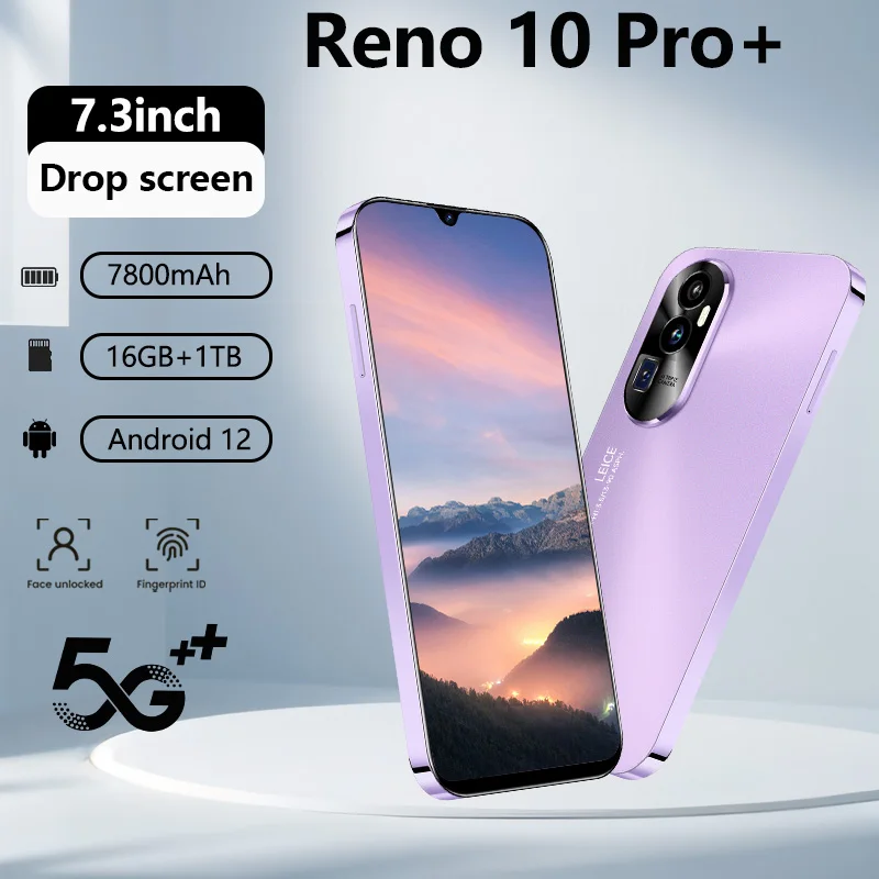 2025 Hot Sale Brand New MobilePhones Original Reno 10 Pro+ 7.3 inch 16G+1T smartphone 5g Dual SIM Android Cellphones 7800mAh