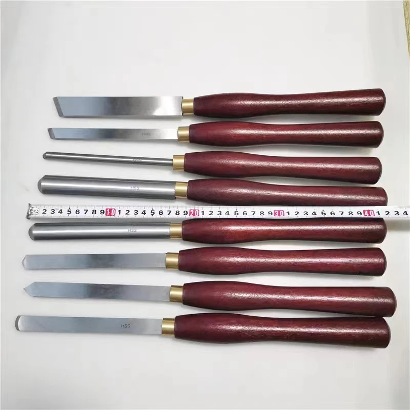 HSS Woodworking Turning Tool 8pcs Set Lathe Chisel High Speed Steel Semicircle Knife Hand-held Wooden Turning Tools