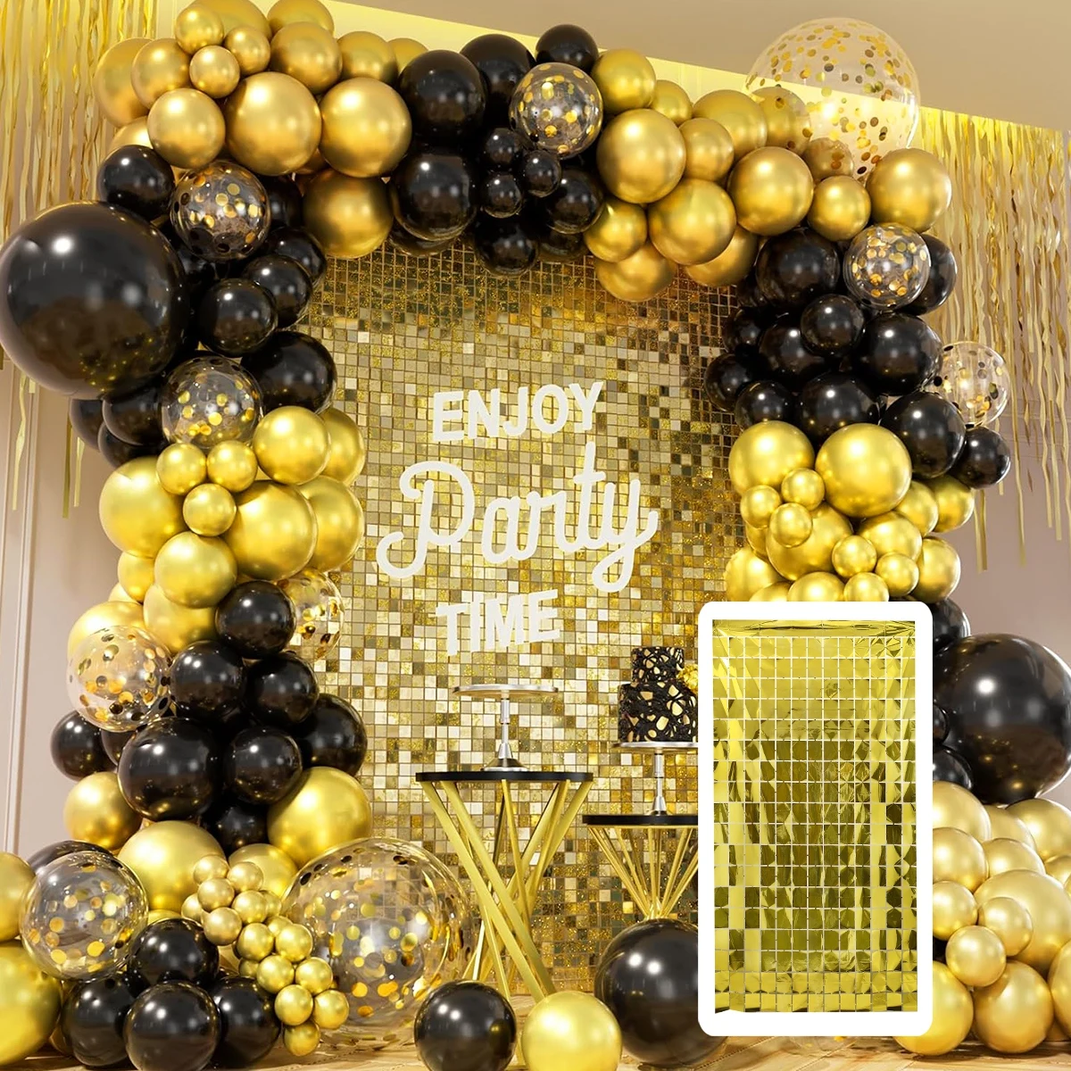 2pcs Party Backdrop Metallic Foil Fringe Tinsel Curtain Adult Kids Birthday Party Wedding Decoration Baby Shower Favor Supplies