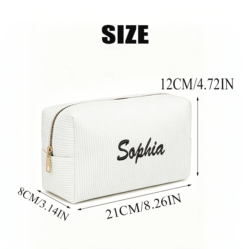 Personalized High-Quality Corduroy Toiletry Bag, Portable Storage Pouch for Commute, Beach, Birthday, Graduation & Holiday Gift