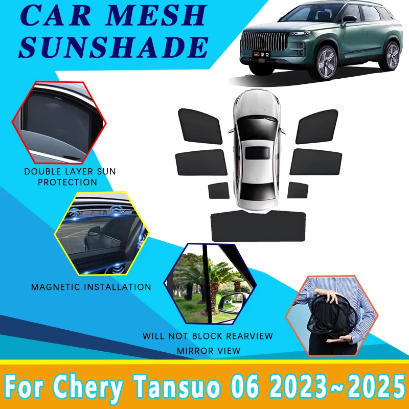 

Автомобильный сетчатый солнцезащитный козырек для Chery Tansuo 06 Fulwin T6 Jaecoo J7 2023 2024 2025 Магнитный солнцезащитный козырек на лобовое стекло Аксессуары для козырьков