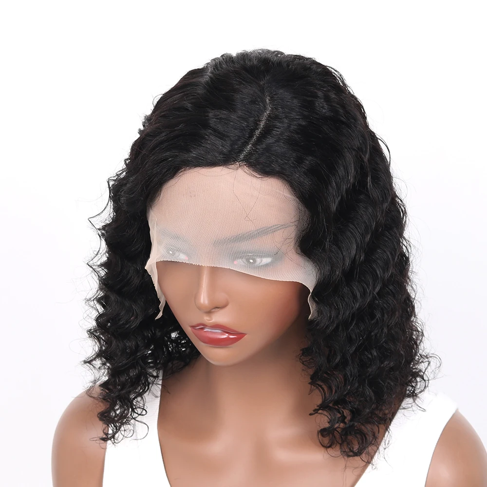 8inch Short Bob Deep Wave Curly Human Hair Wigs 13X4 Lace Front Wigs Human Hair Full Lace Front Bob Wigs For Women Natural Color