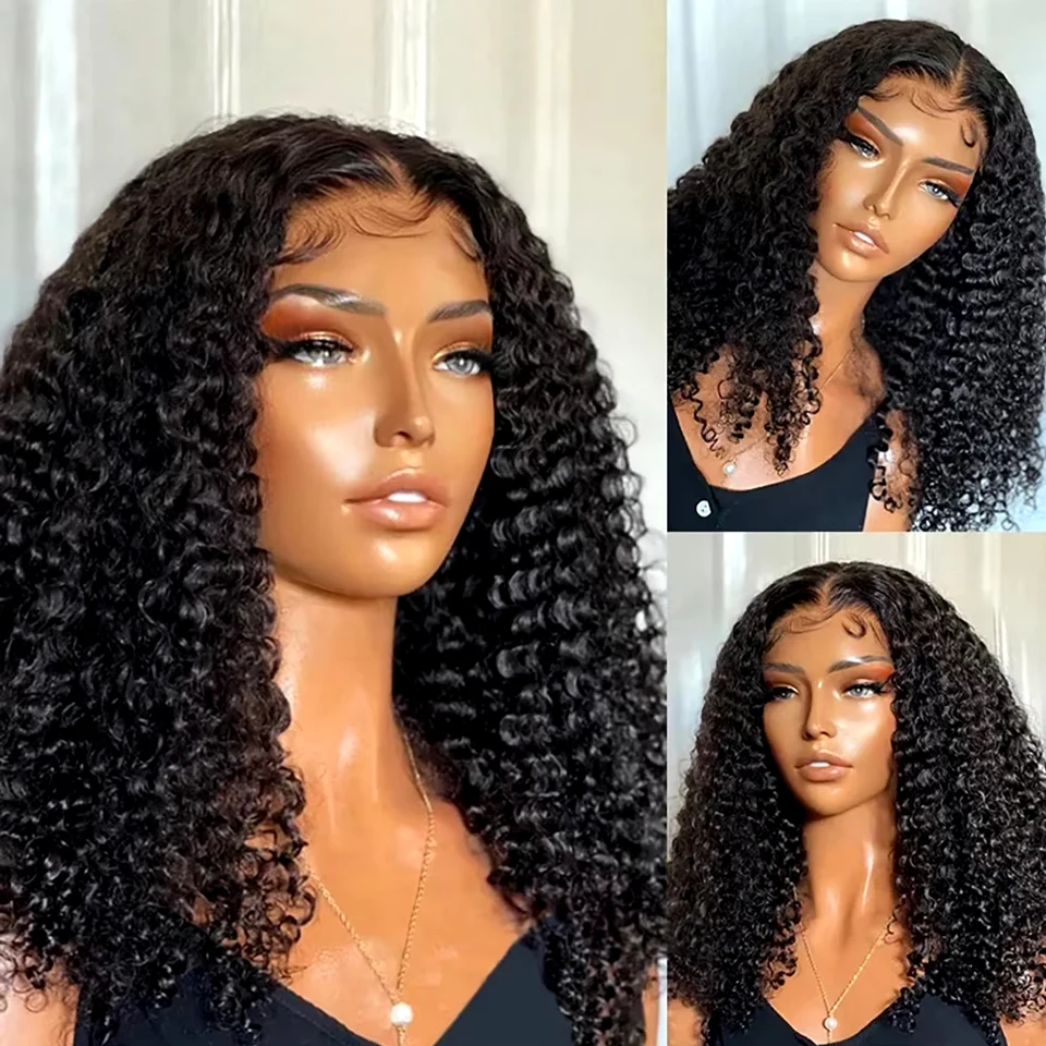 Wig Bob gelombang dalam Wig Remy rambut manusia Bob pendek 13x4 Wig renda depan transparan Wig Frontal renda keriting longgar kepadatan 200% Brasil