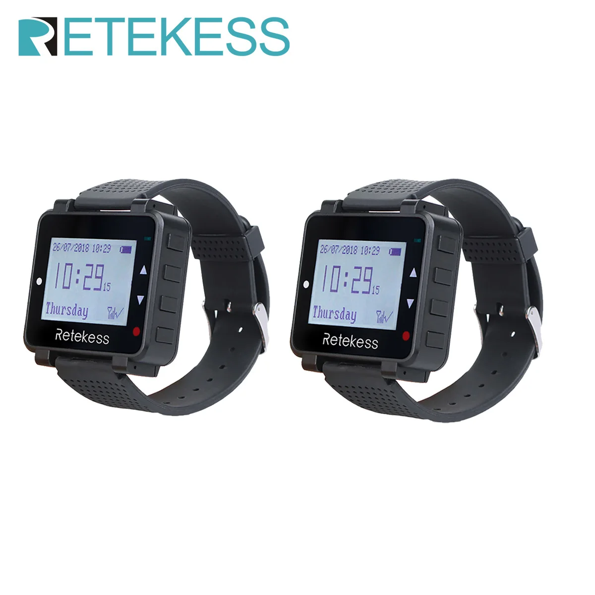 

Retekess T128 Waiter Calling System 2 Pcs Wireless Watch Receiver Pager 433.92MHz For Hookah Restaurant Equipment Cafe Bar Hotel