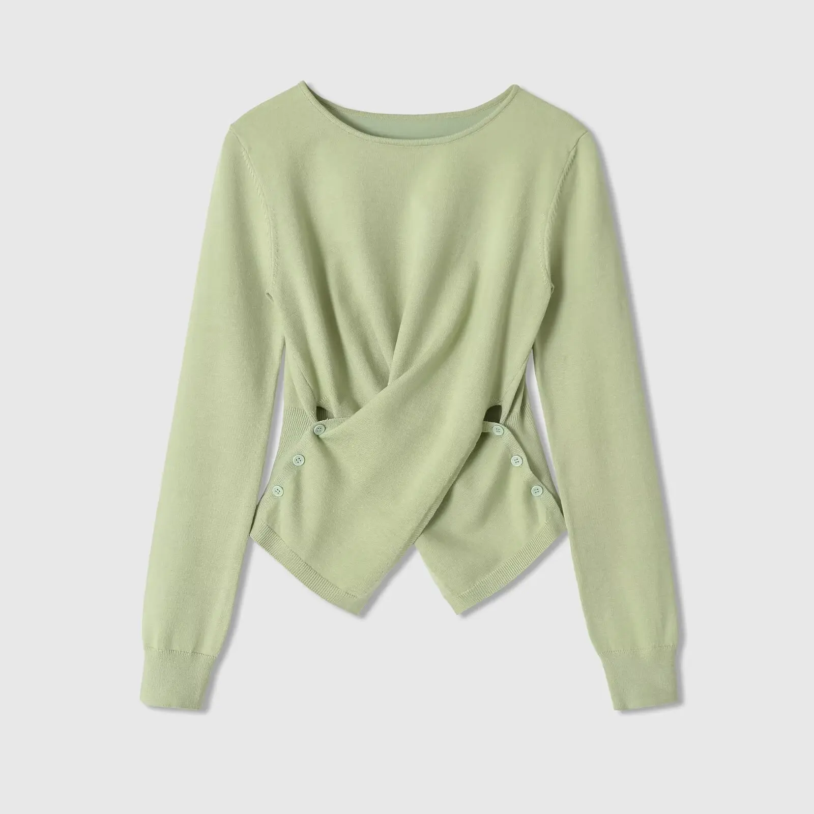 Elegant Cross Knitted Shirt Women Casual Round Neck Slim Fit Slimming Sweaters Vintage Solid Color Fashion Knitwear Blouse
