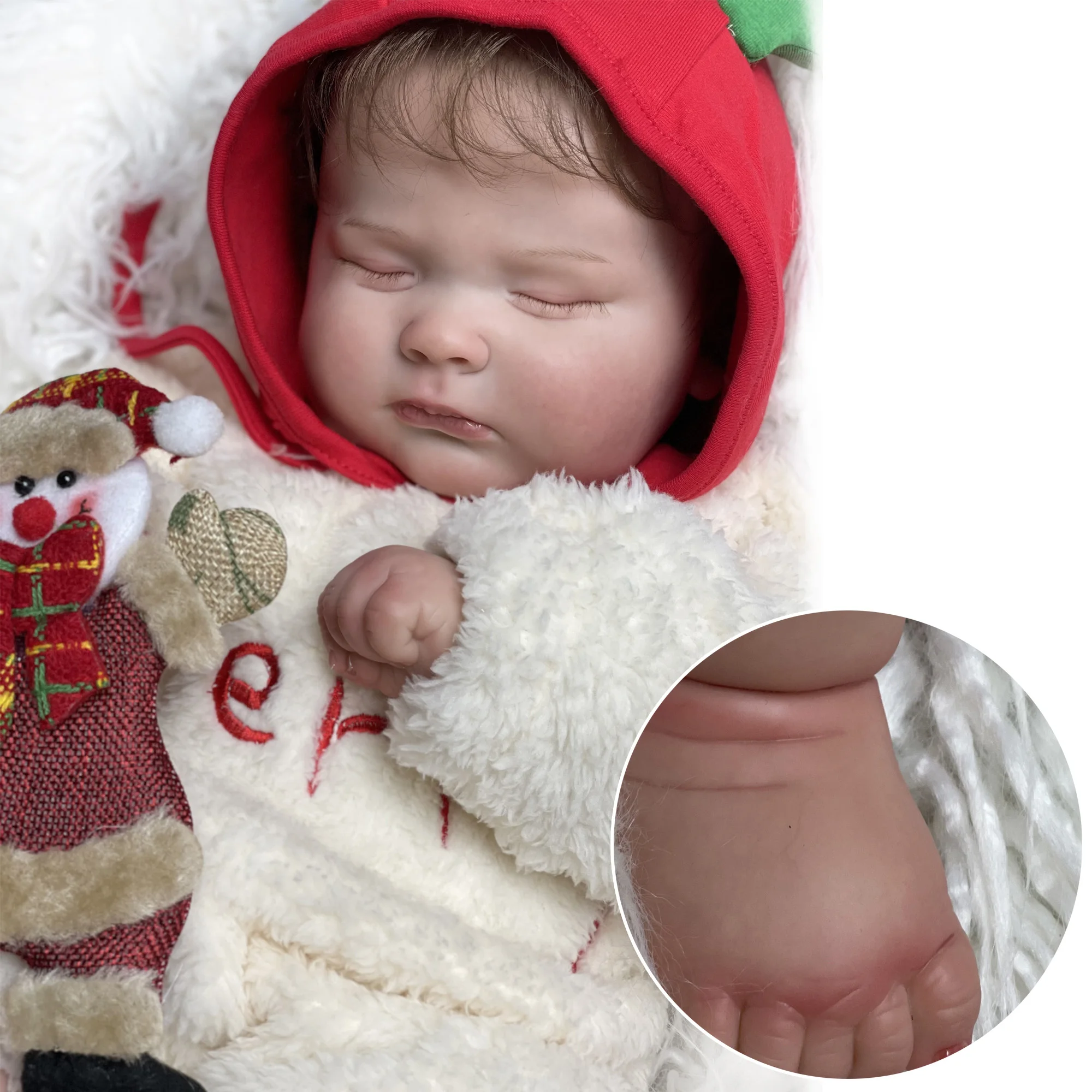 24 Inch Soft Vinyl Bebe Reborn Doll Handmade Painted Finished Lovely Chrismas Handmade Reborn Dollorn Doll