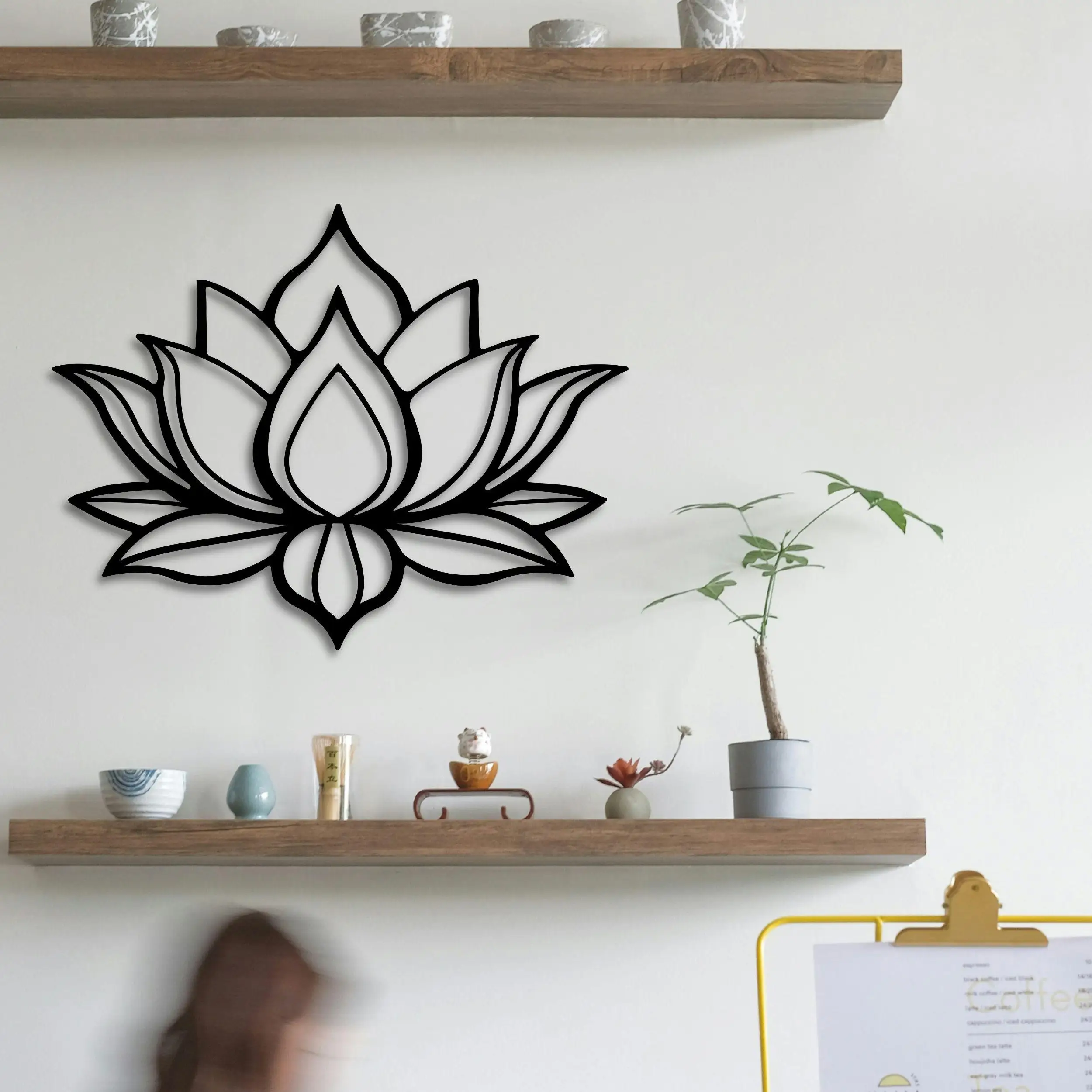 Lotus Flower Mandala Metal Wall Art, Yoga Meditation Decor, Large Steel Wall Hanging