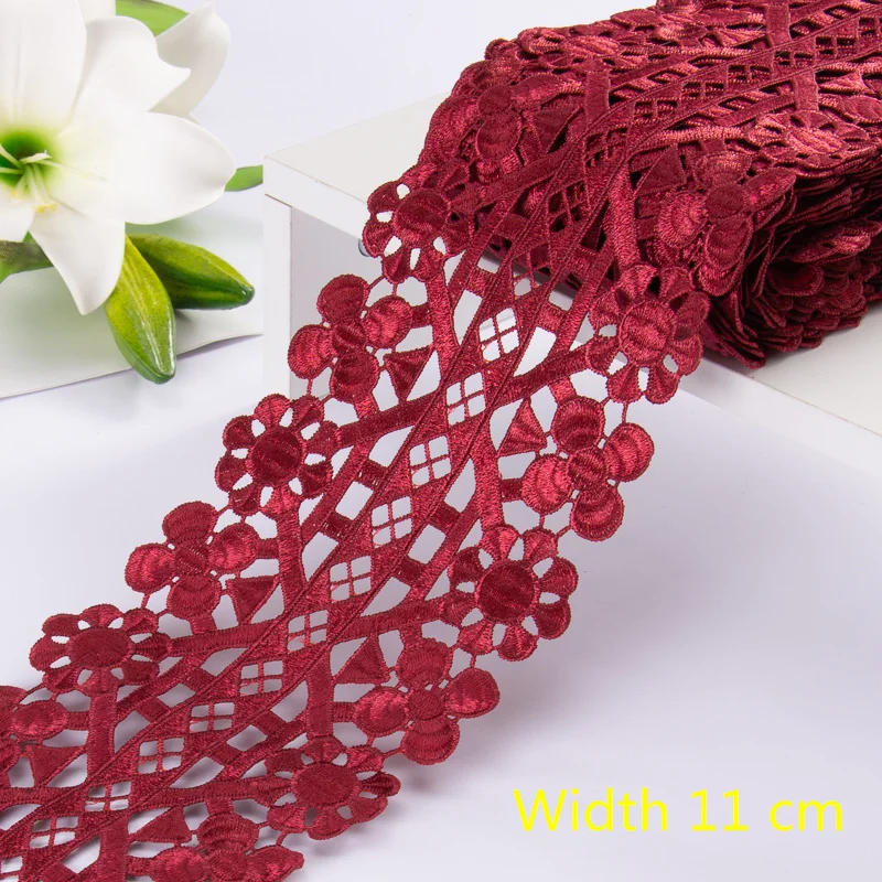 1Yards Best Selling 11CM Applique Dress Sewing Lace Ribbon for DIY Decoration Guipure Lace Trim Embroidery Lace Fabric LA1011