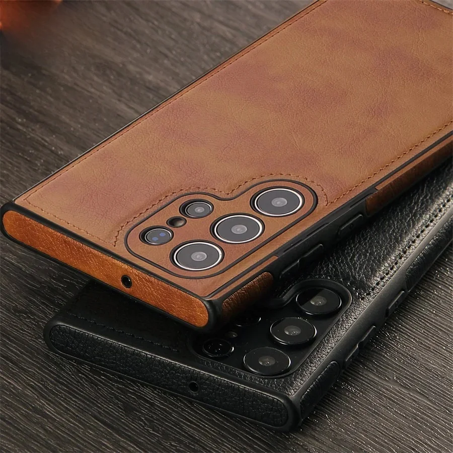 Luksusowe etui vintage ze skóry PU do Samsunga S26 Ultra S25 S24 Plus S23 S22 S26Ultra, smukłe, odporne na wstrząsy, z miękkim bumperem i ochroną aparatu. — 2
