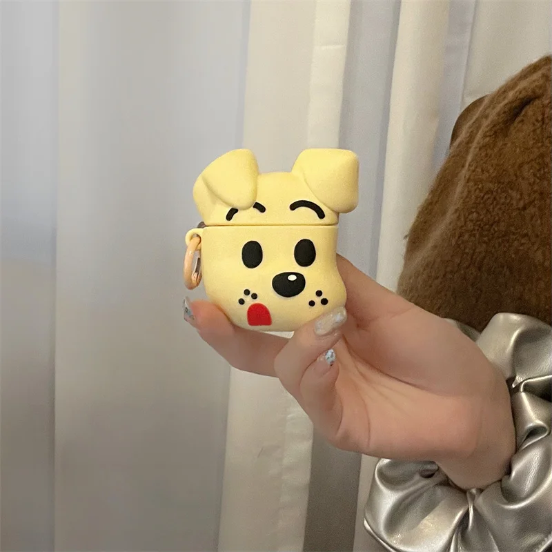 Funny and cute yellow puppy headphone case for AirPods 4 3 Pro 2 silicone Kawaii protective case for AirPods Pro earphone case