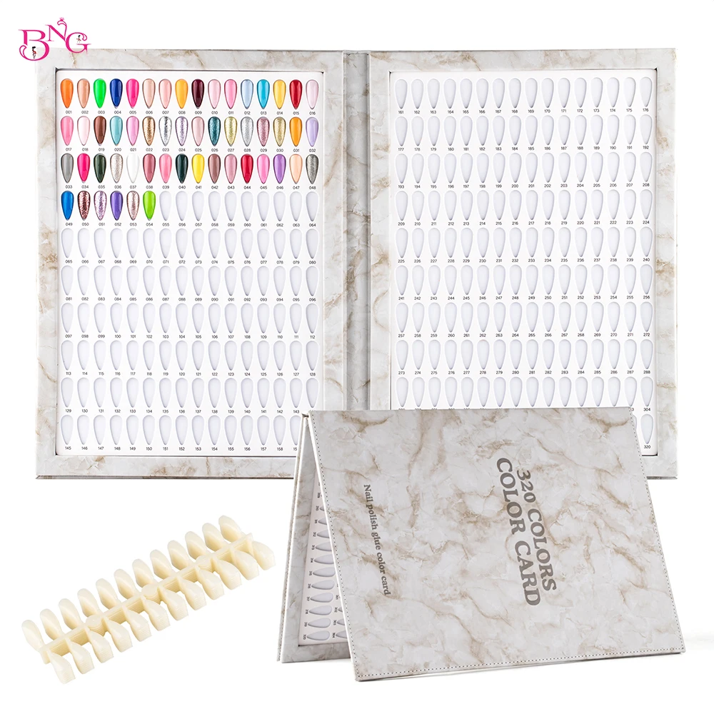 

320 Colors Nail Display Book with 480 Fake Nails Tips Nail Polish Storage Book Nail Color Card Chart Showing Book Nail Art Salon