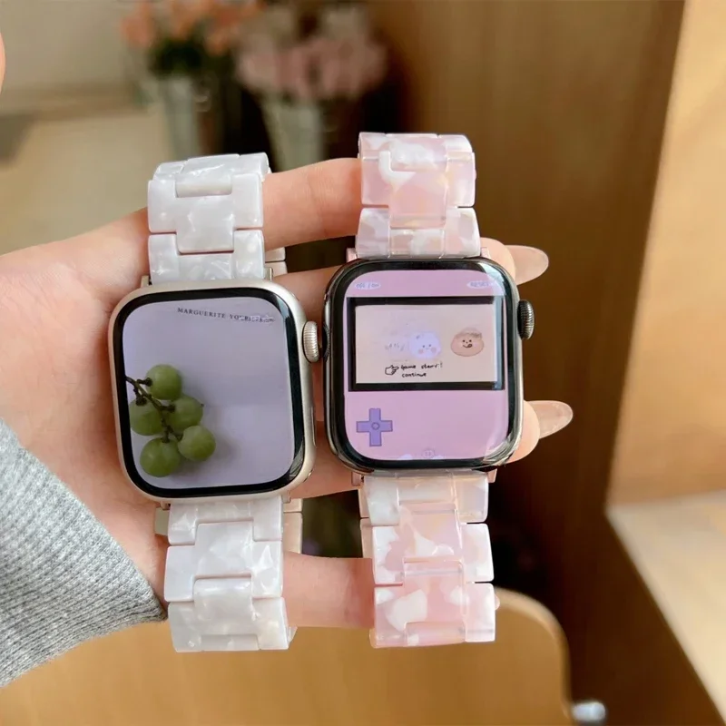 Pętla z żywicy do pasków Apple Watch 45 mm 40 mm 41 mm 44 mm 38 mm 42 mm bransoleta błyskowa iwatch serii 9 7 8 6 se 5 4 3 ultra 2 49 mm Pasek — zdjęcie 2
