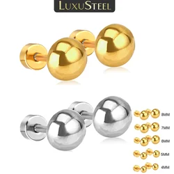 LUXUSTEEL Punk Stainless Steel Earrings For Men Women Semicircle Geometric Screw Studs Anti-allergy Party Ear Rock Jewelry Gifts