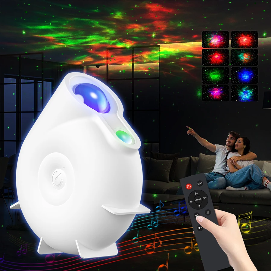 Projector Star Lamp Starry Sky Ceiling Galaxy Colorful Bluetooth Light for Home Family Party Children Bedroom Room Decorative