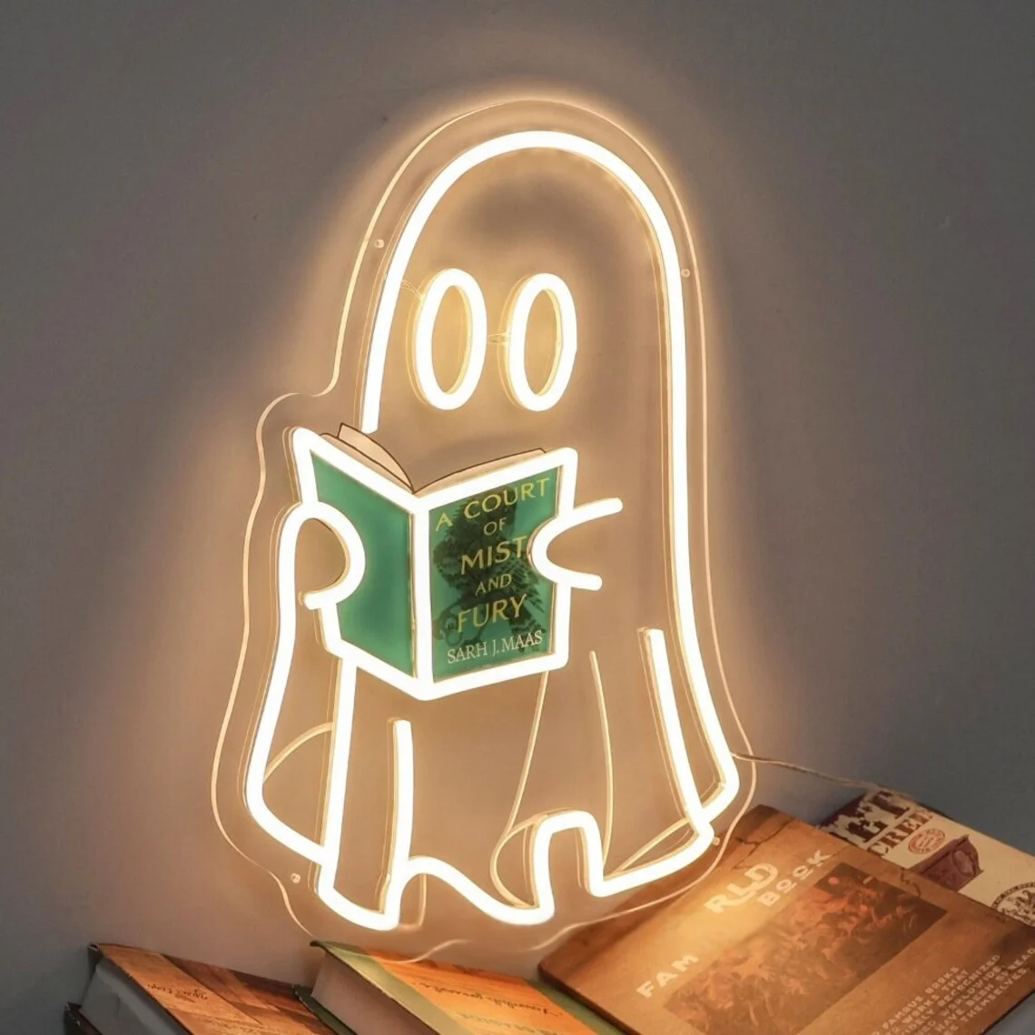 

Ghosts Reading Custom Book Neon Sign, Custom Book Cover Sign, Ghosts Reading Sign,Spooks Reading,Book Lover Gift,Room/Dorm Decor