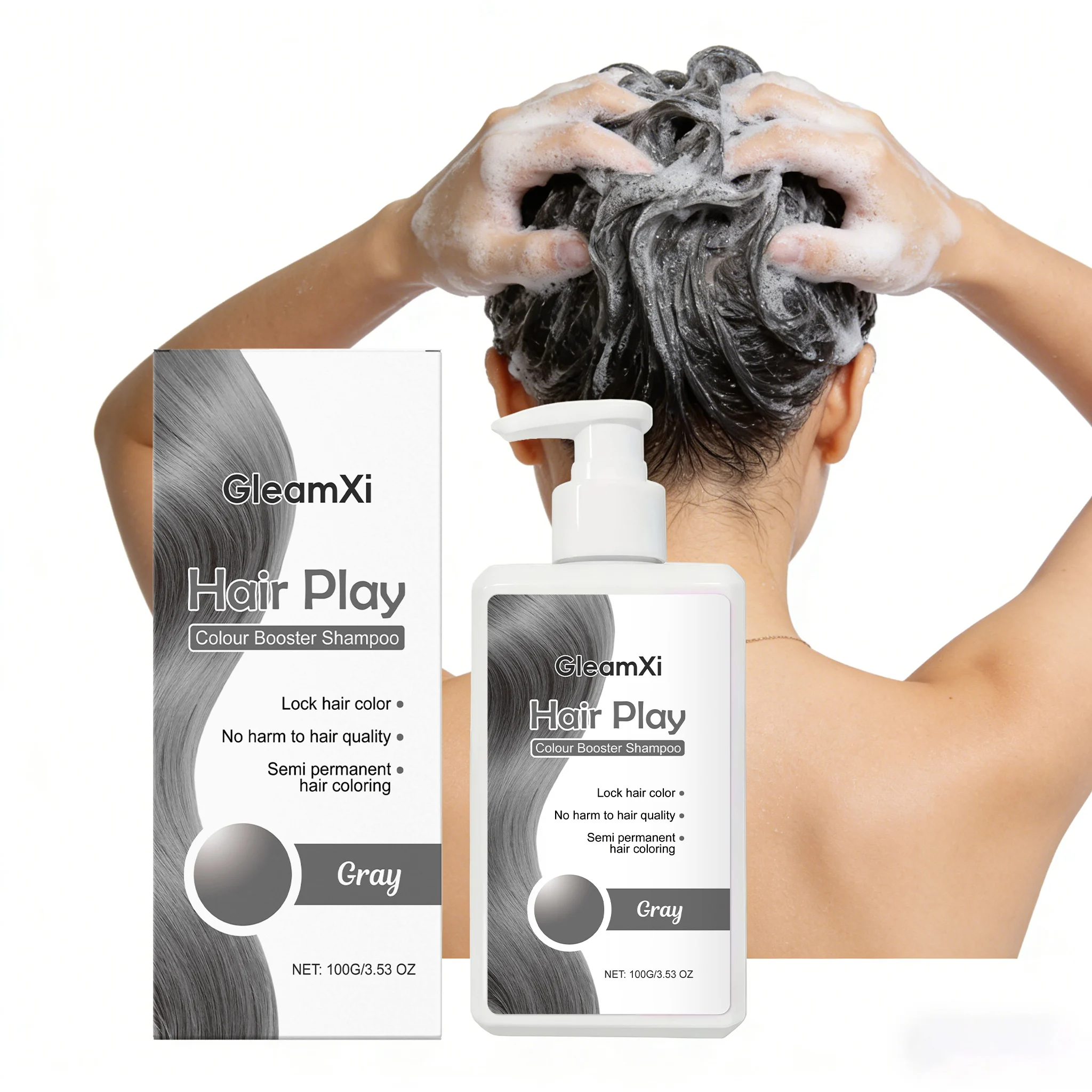 

Шампунь для окрашивания седых волос 100G: стойкое сохранение цвета, без раздражения, питание, укрепление корней, придание объема, модный гель-краска