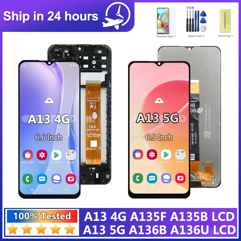 100% Tested For Samsung A13 4G LCD A135F A135B Display Touch Screen Digitizer For Samsung A13 5G 136B A136U 136U1 LCD Screen