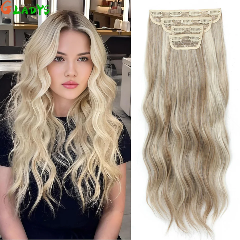 

22-дюймовые зажимы цвета омбре, наращивание волос, объемные волны, зажимы для наращивания волос, синтетические зажимы, наращивание волос