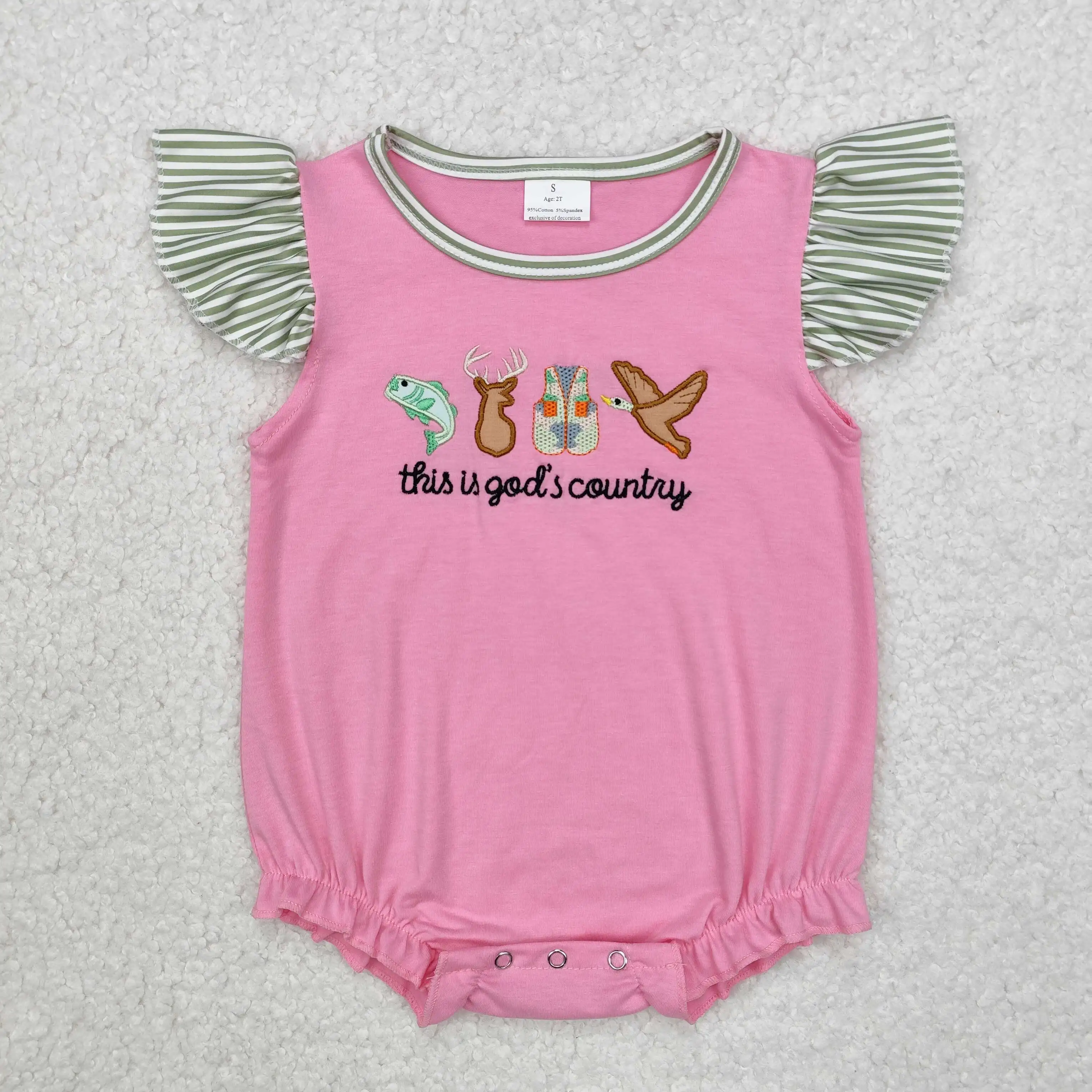 Summer Hot Sale Baby Infant Girls Giraffe Elephant Flamingo Short Sleeve Rompers Wholesale Boutique Children Bodysuit