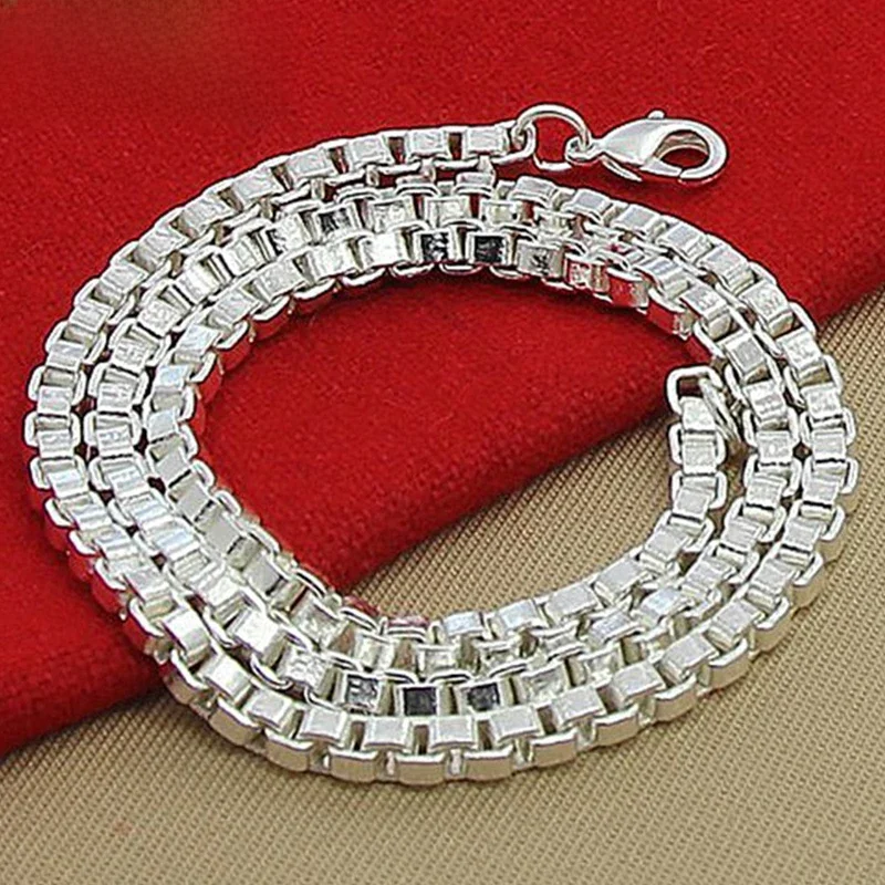 DOTEFFIL 925 Sterling Silver 4mm 18 cali Box Chain Naszyjnik Dla Mężczyzn Kobiety Ślub Zaręczyny Biżuteria Moda — zdjęcie 2