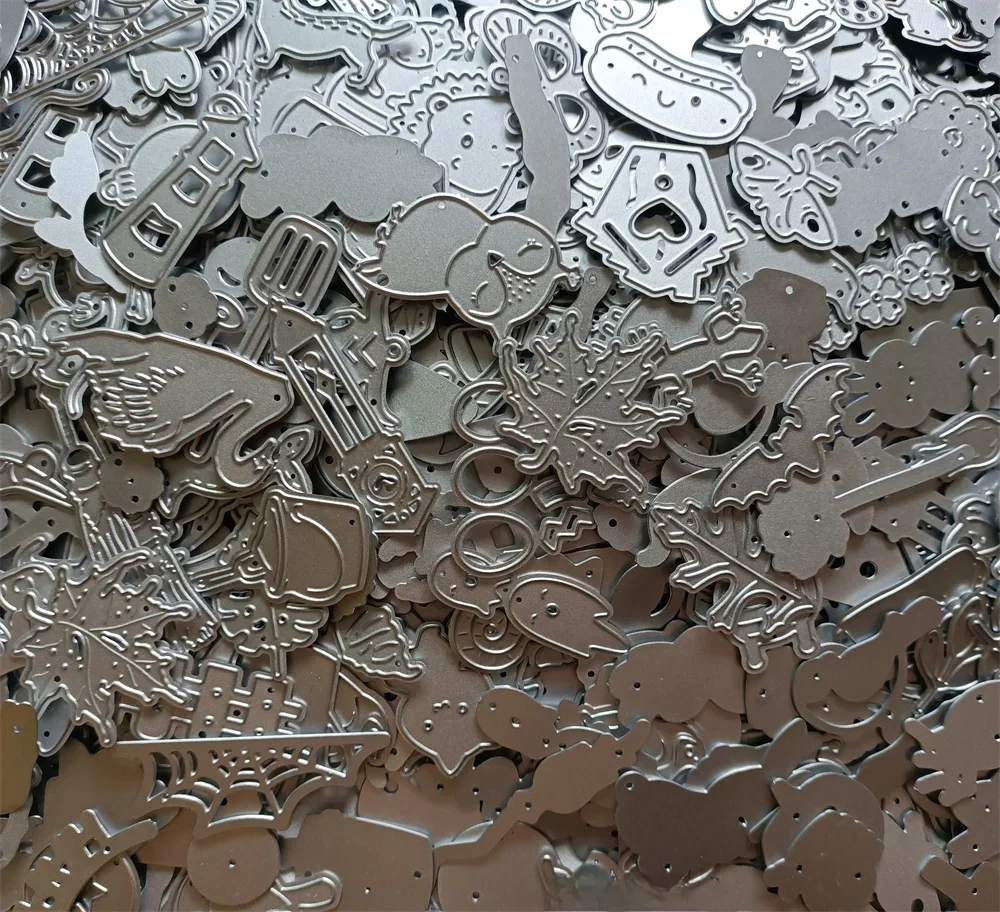 Losowe torby na szczęście 10-100 sztuk Metalowe matryce do wycinania Koronkowa ramka ze zwierzętami Scrapbook Papierowe rzemiosło Nóż Forma Ostrze Dziurkacz Szablony — zdjęcie 2