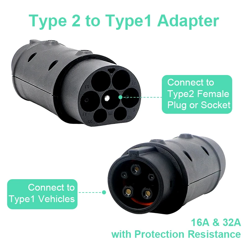 BOSDANTUN type2 to gbt Adapter 32a 22kw  EV Charger Adaptor Type 2 to Type 1 AC Electric Vehicle Cars Charging Converters J1772