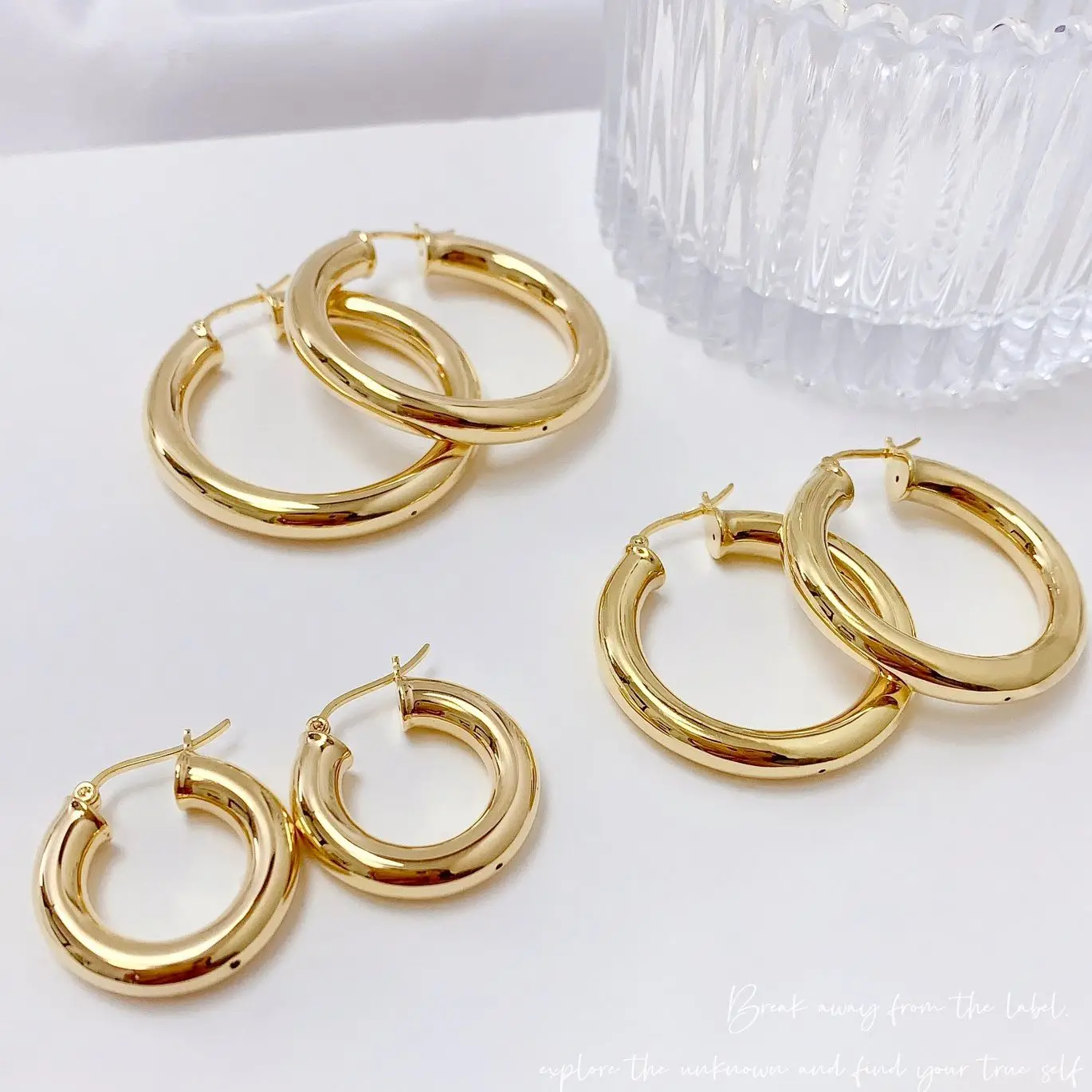 

MADALENA SARARA 18k Yellow Gold Geometric Thick Circle Women Earrings Crafted in AU750