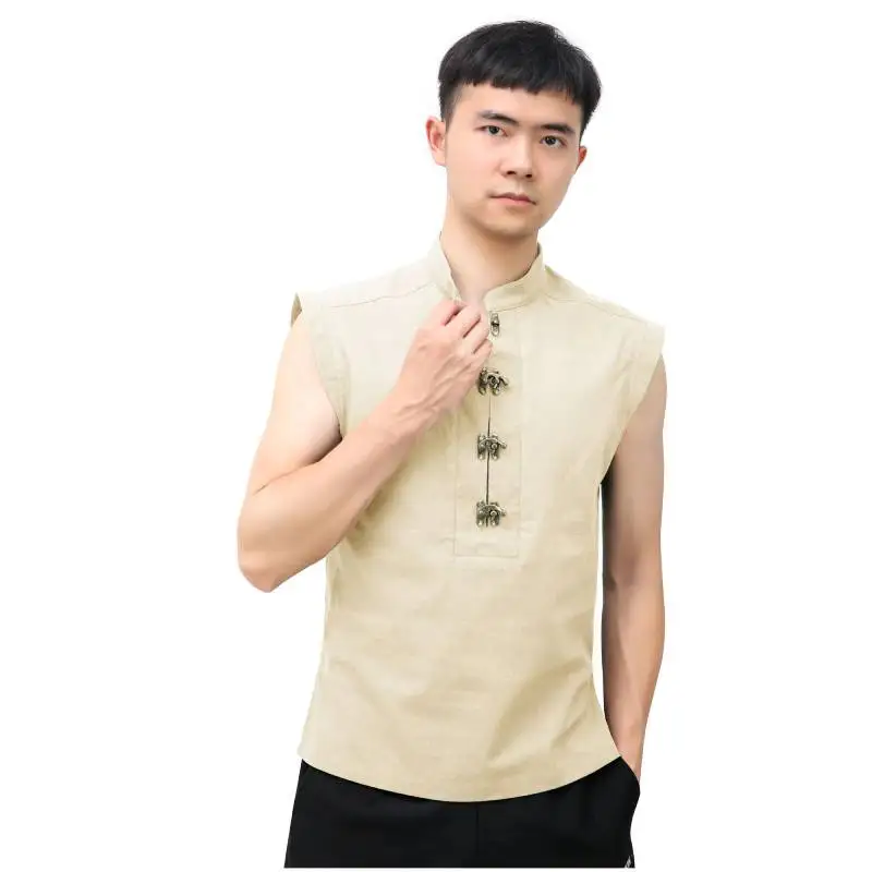 Neue Design Pirate Renaissance Hemd Männer Leinen Ärmellose Weste mit Retro Taste Grün Braun Viking Männer Kleid Ritter