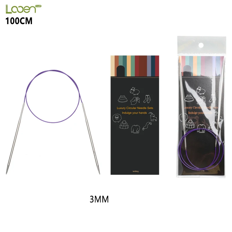 Looen 1pcsStainless Steel Circular Knitting Needle 100Cm Tube Smooth Crochet Needles for Knitting DIY Weaving Sewing Tools wooll