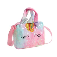 Baby Stuff Fashion Bag Unicorn Tie-Dye Plush Shoulder Bag Cute Shoulder Storage Bag Colorful Girly Crossbody Bag 5