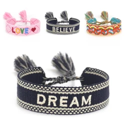 Bohemia Personality Rivet Metal Bracelet For Women Polyester Fabric Handmade Braided Tassel Bracelet Fashion Jewelry Wholesale