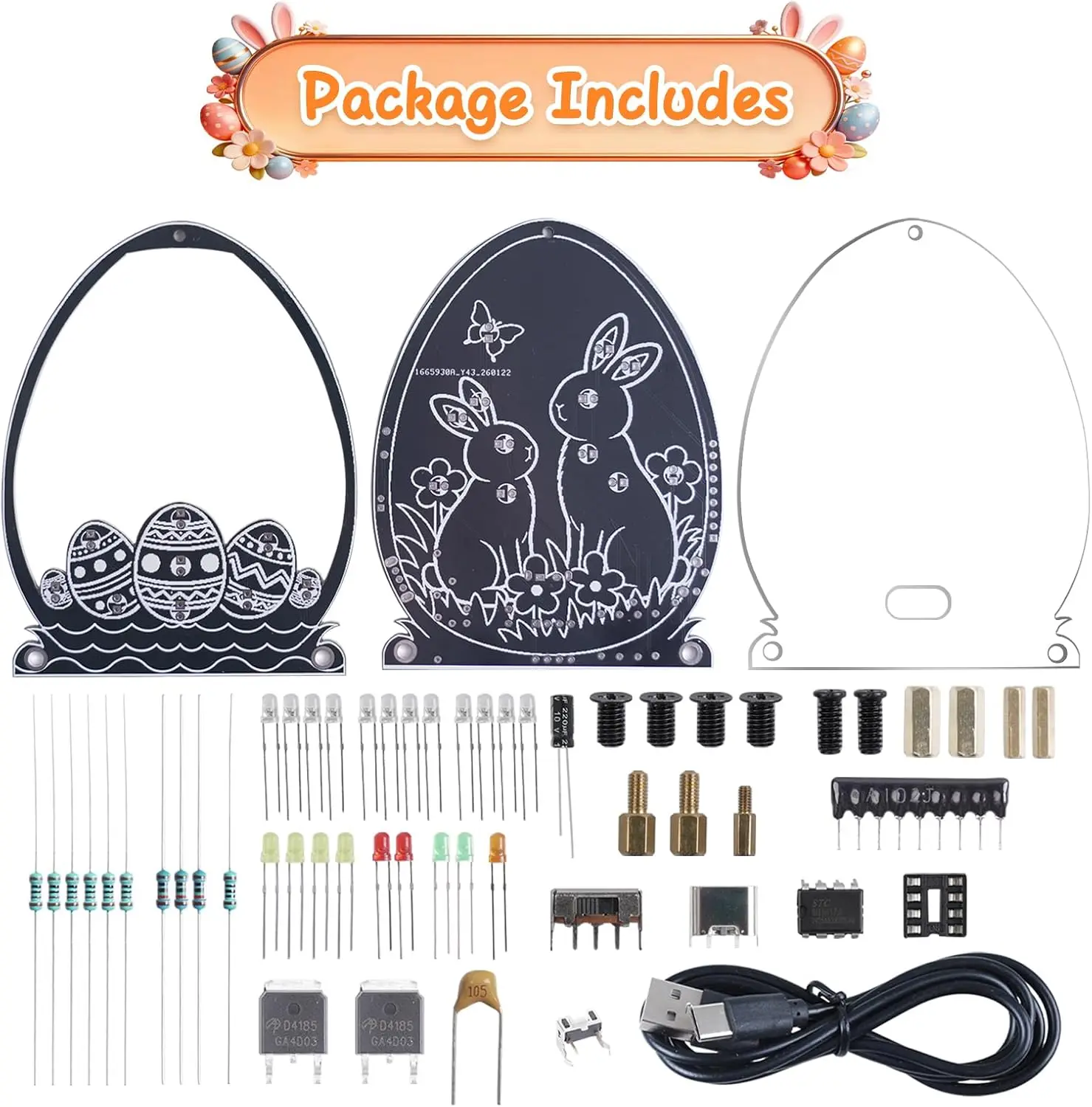 DIY Easter Egg Soldering Practice Kit Bunny LED Light Learn to Solder Kit STEM Educational Electronics Project Fun Present
