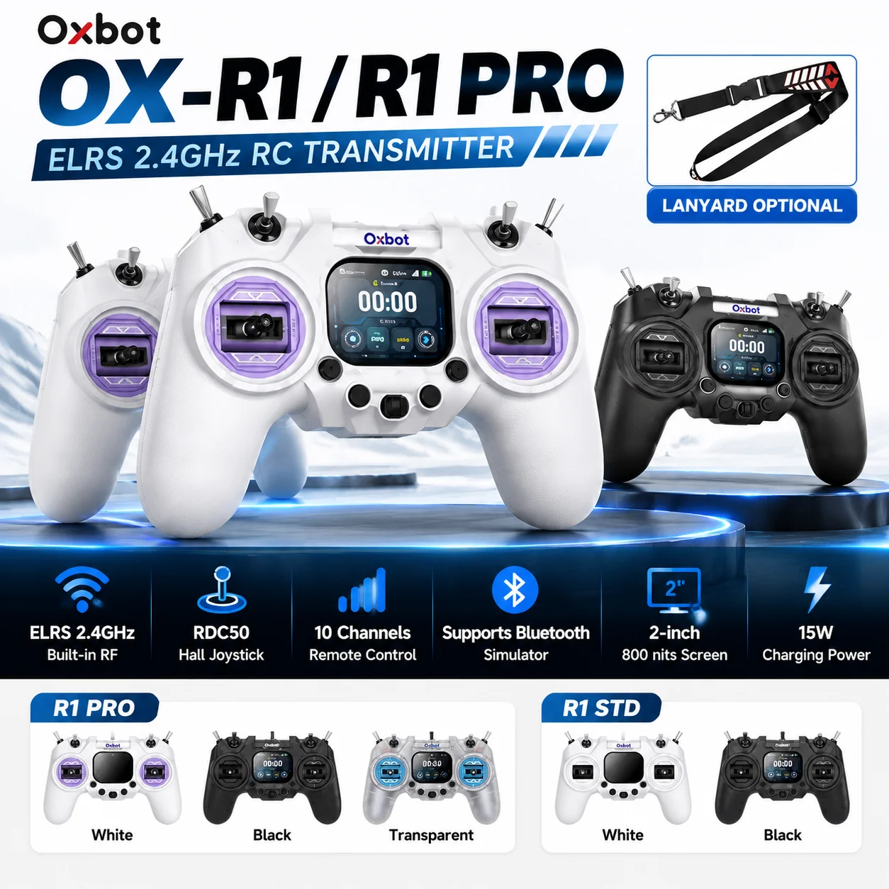 Oxbot R1 / R1 PRO RC Transmitter ELRS 2.4G Closed Source System Rdc50 Hall Joystick Wireless Phone Connect for RC Racing Drone