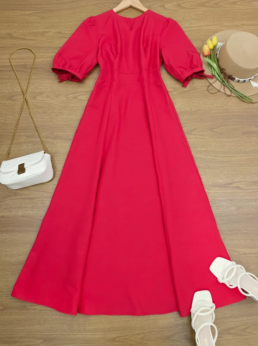 여성용 반소매 A라인 드레스 스모크 디테일 및 신축성 있는 허리 - 봄 여름용 스모크 드레스, 캐주얼 짧은 웨딩 게스트용