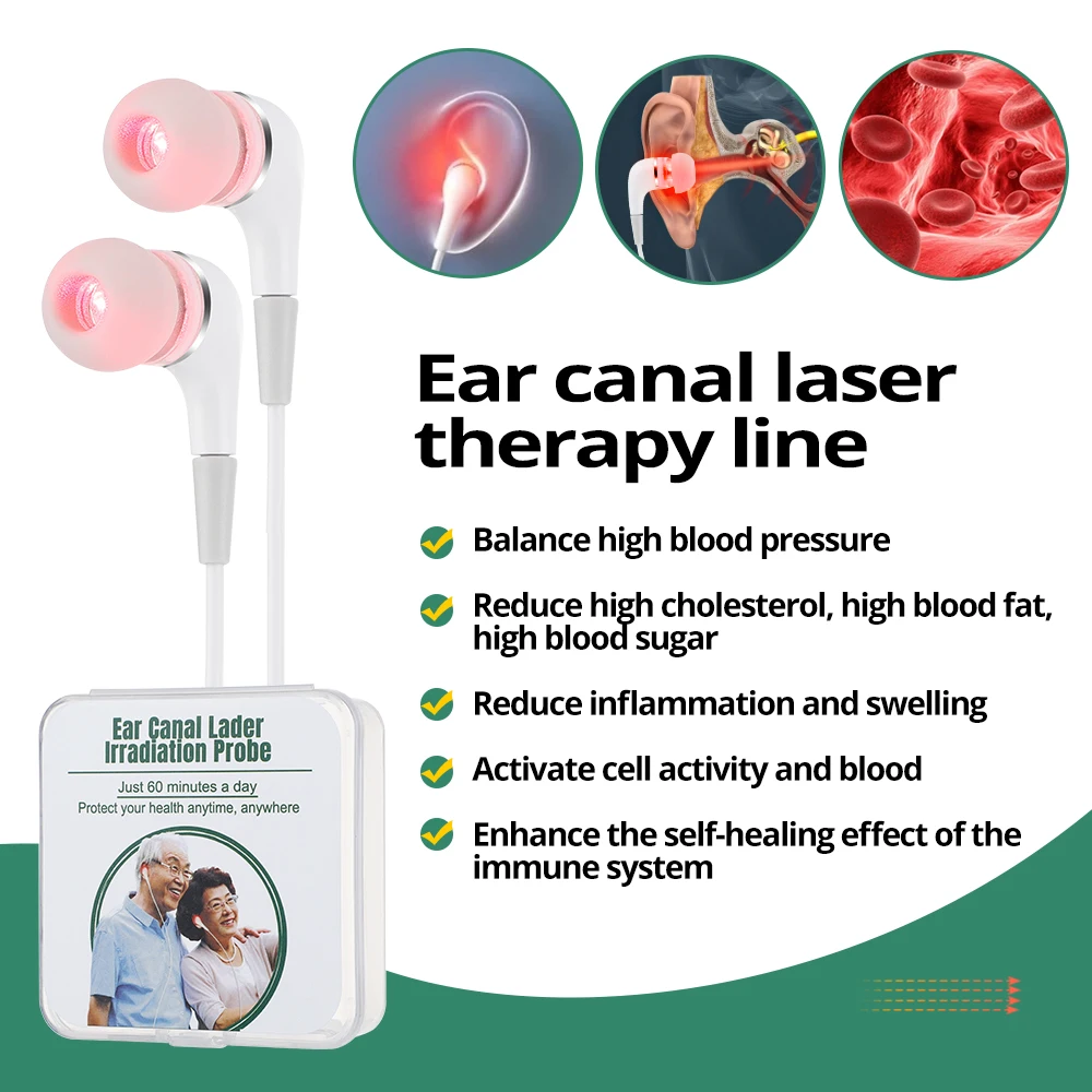 Ear Canal Laser Physiotherapy Line 650nm Wavelength Physiotherapy Instrument Balance High Blood Pressure Reduce High Blood Fat