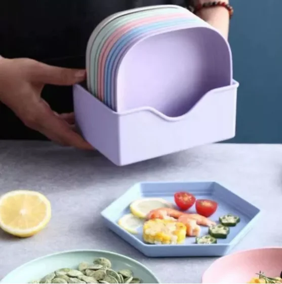 10 Dishes Set Set With Base Reusable Pure Plastics-Neverdie Store