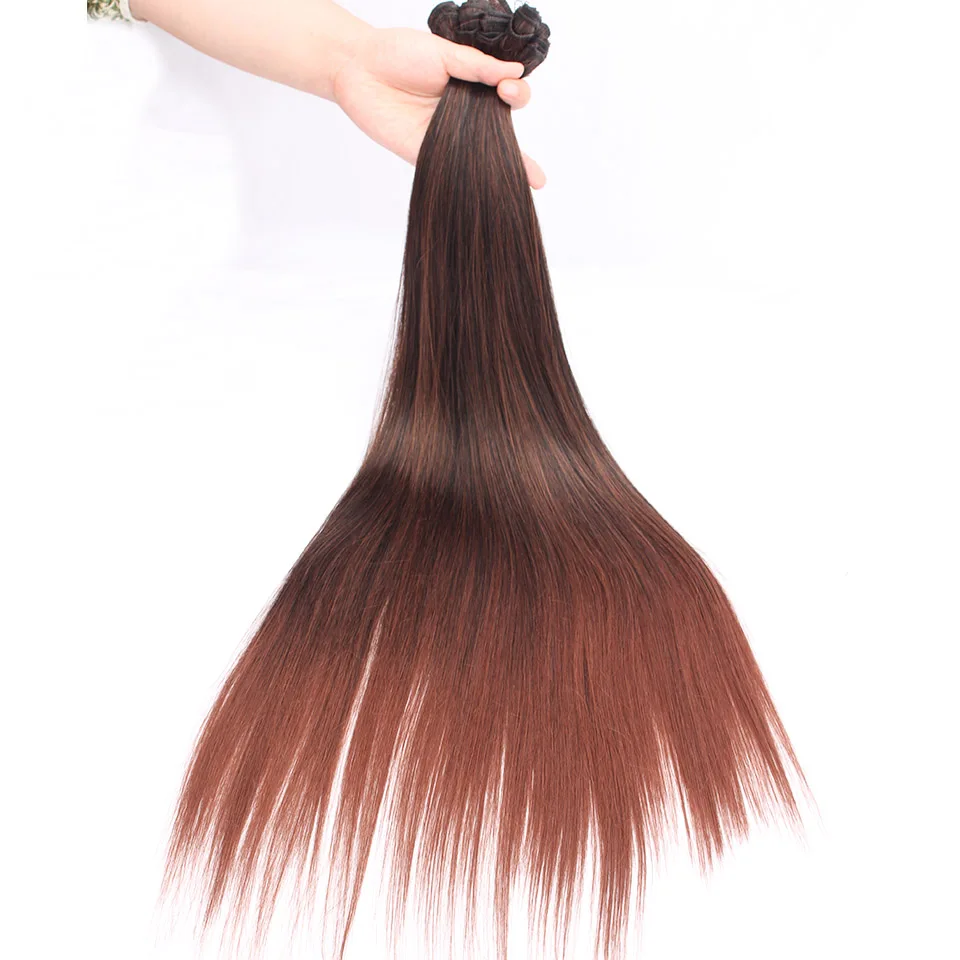 

Темный корень Ombre Коричневые прямые пучки волос Био протеин Термостойкие синтетические волосы для наращивания Волокно 9 шт./лот 300 грамм