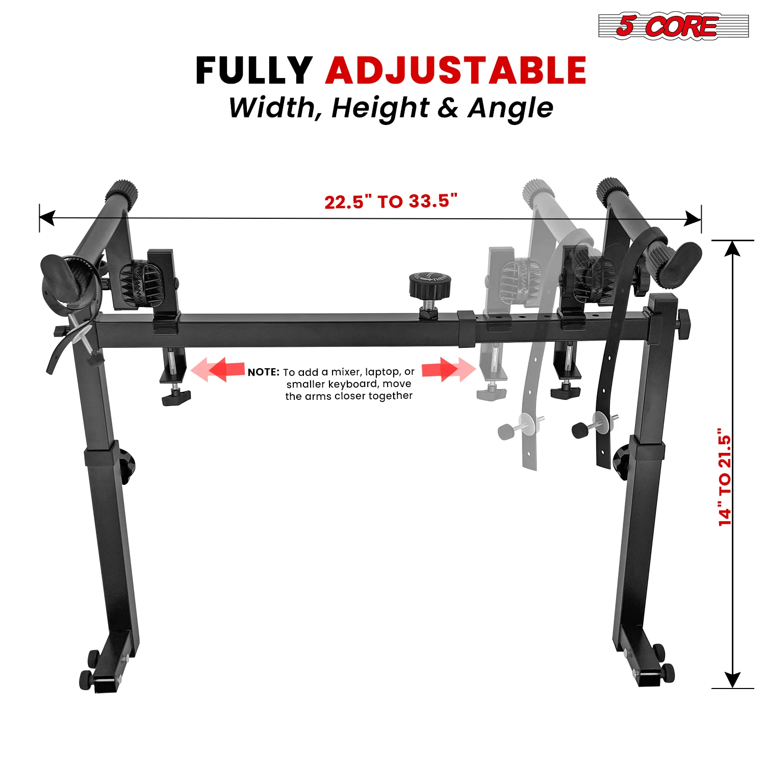 5 Core 2 Tier Keyboard Stand Attachment Adjustable for 54, 88 Electric Digital Piano Stands Adapter KS 2T GEAR