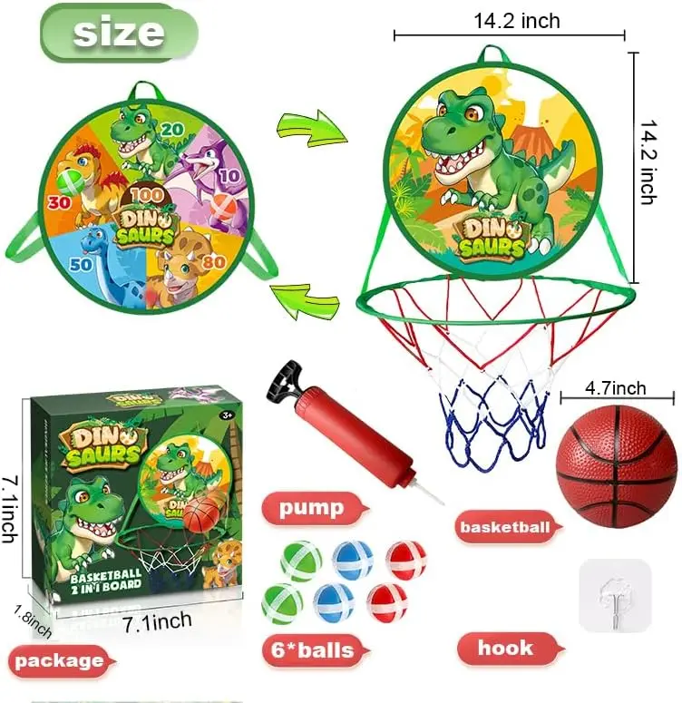 ขาตั้งบาสเกตบอล Dart Board 2 ใน 1 ของเล่นเด็กมินิขาตั้งบาสเกตบอลในร่มกลางแจ้งเล่น Dart Board ชุดสําหรับ 3 + ชายหญิงวันเกิด