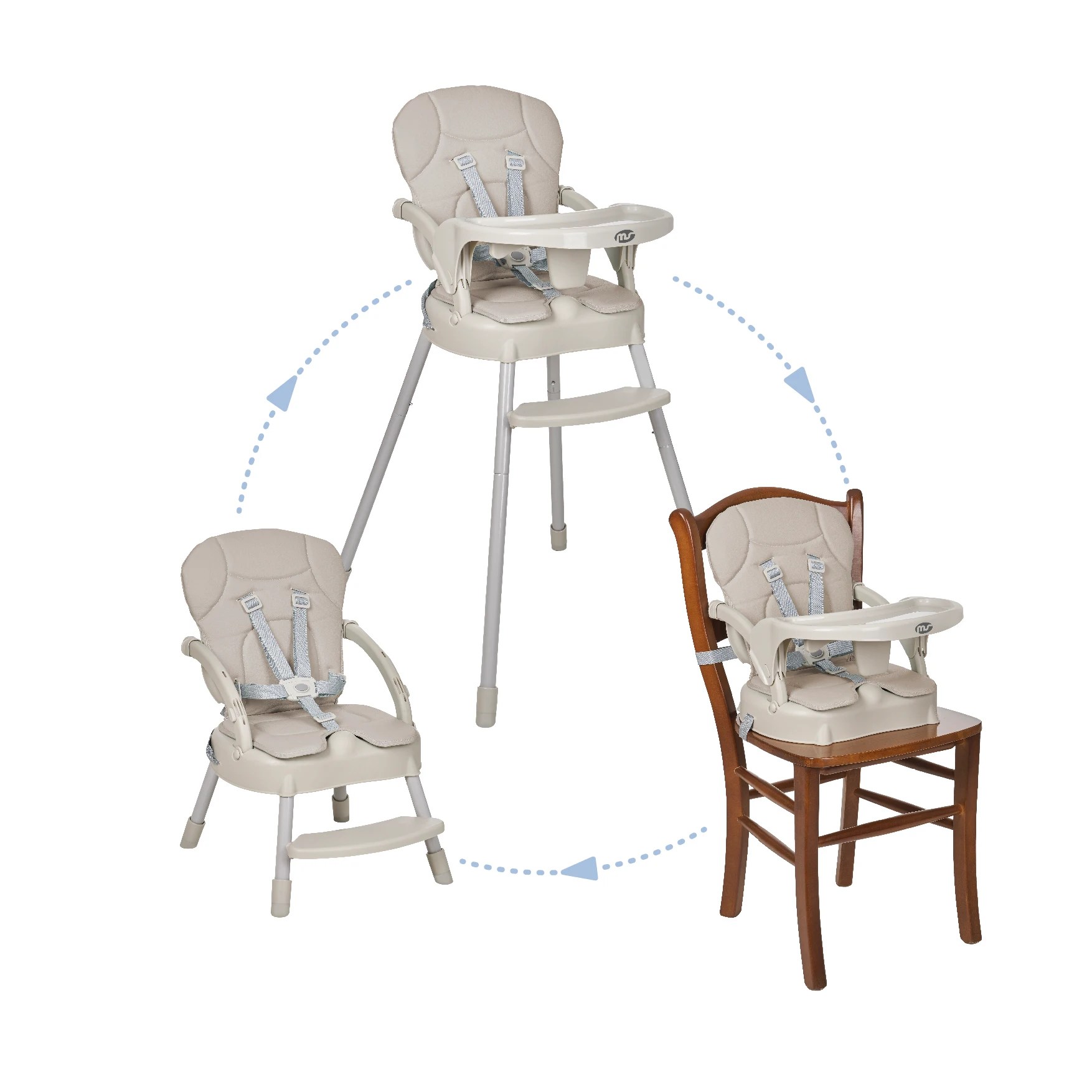 Highchair for baby Convertible in lift and chair-3 in 1-highchair folding Spoon MS