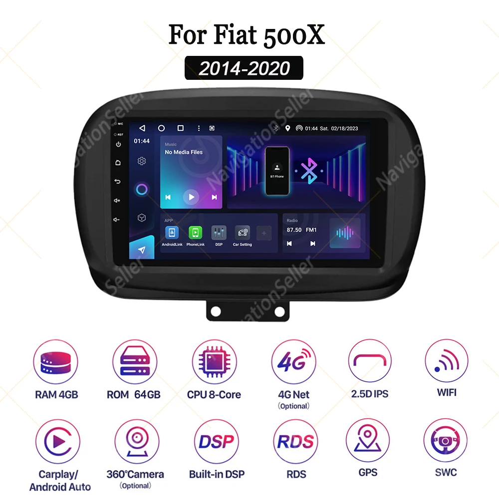 أندرويد شاشة تعمل باللمس فيات 500X 2014-2020 اللاسلكية CarPlay أندرويد السيارات راديو ستيريو رئيس وحدة نظام تحديد المواقع والملاحة كاميرا الوسائط المتعددة