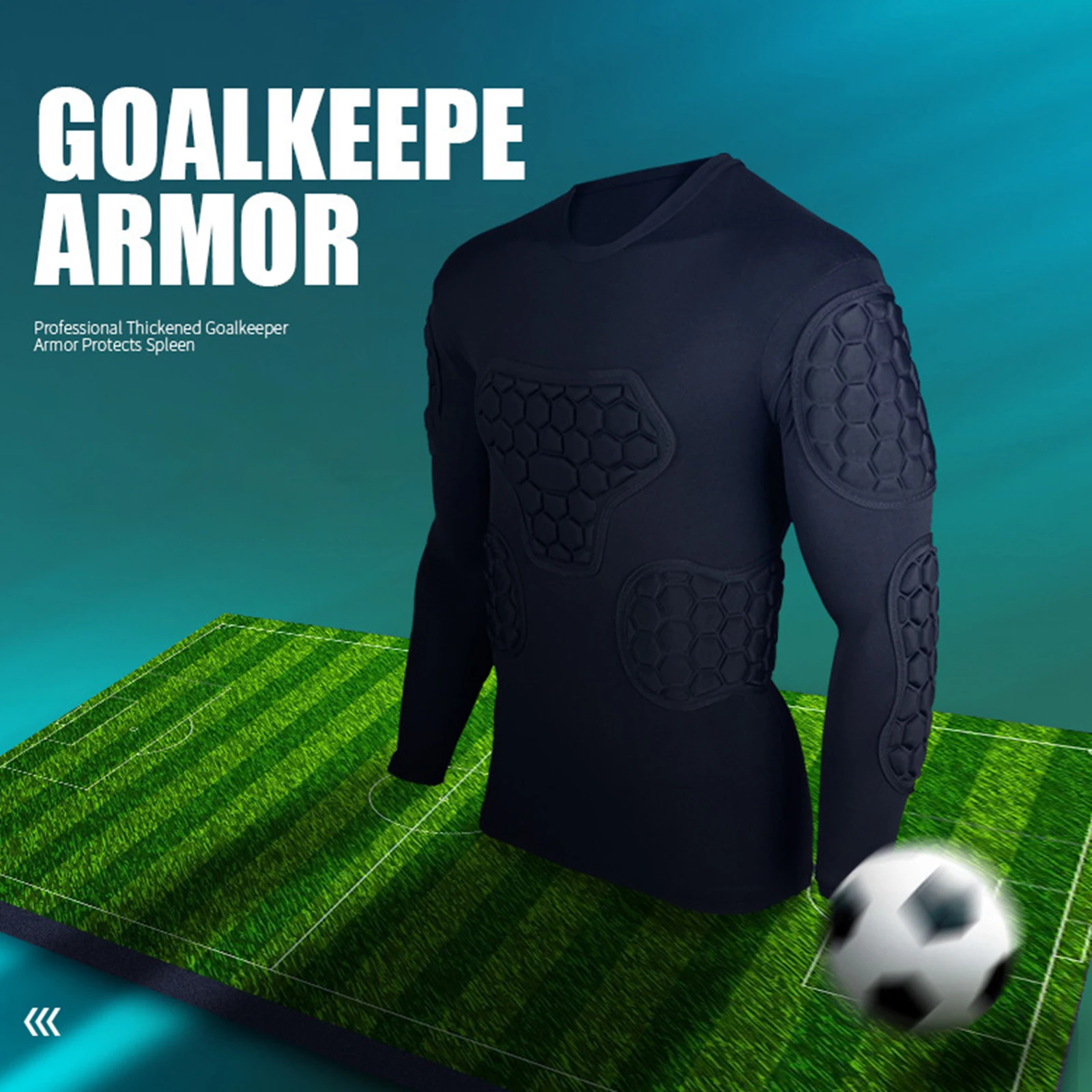 قميص حارس مرمى مبطن من إسفنج EVA للرجال بأكمام طويلة، قميص واقٍ مضغوط لكرة القدم لرياضات الاتصال