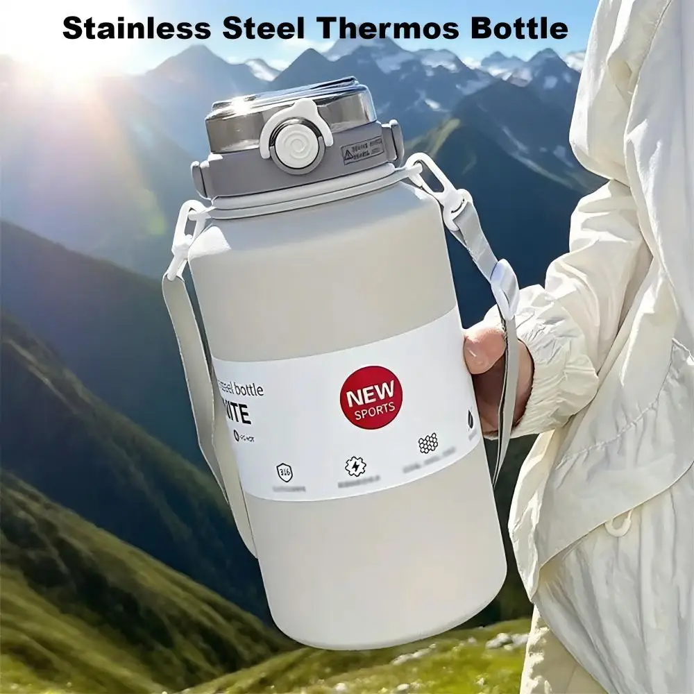 Bouteille Thermos Portable en acier inoxydable, flacon sous vide d'extérieur, garde au chaud et au froid, flacon thermique de 2000ml pour voyage, randonnée, Camping