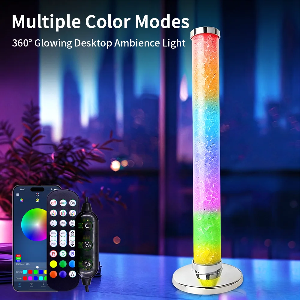

RGB E-sports Ambient Light Smart Bluetooth APP Control 360 Degree Acrylic Crushed Diamond Glowing Sound Activated Ambient Light