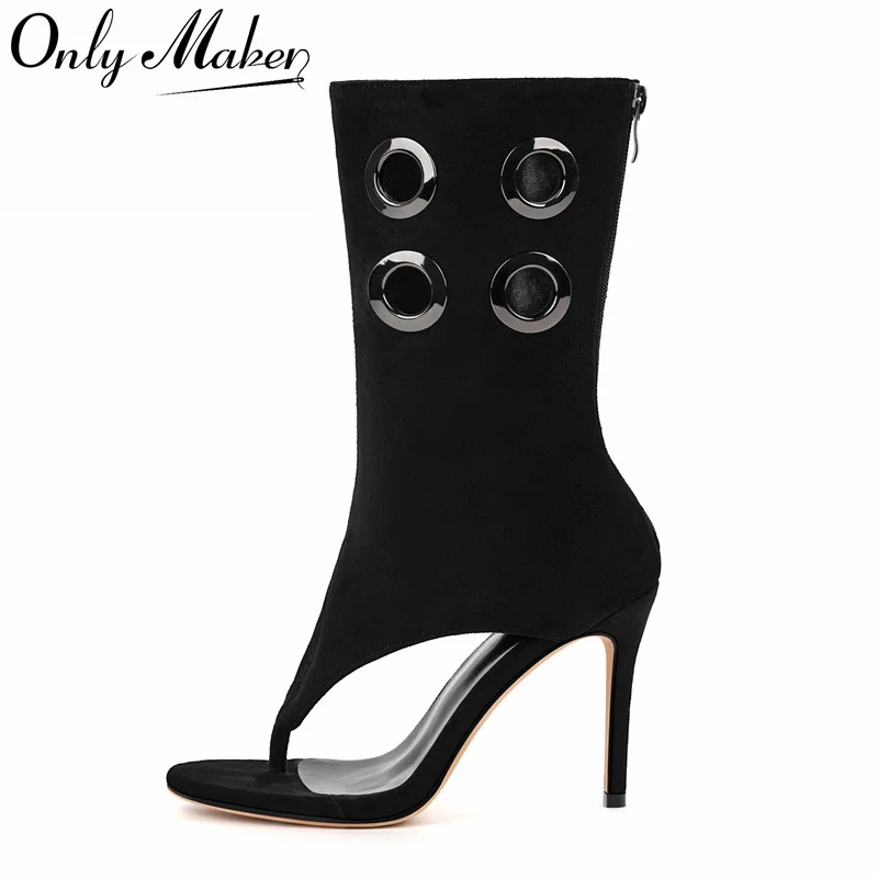 

Onlymaker Women Flip-Toe Heeled Boots Cut-Out Hollow Out Sexy Summer Style Booties